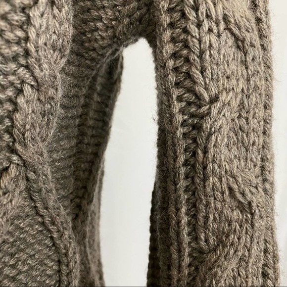 MODA INTERNATIONAL | Taupe Long Sleeve Cable Knit Wool Blend Sweater Dress - Picture 7 of 16